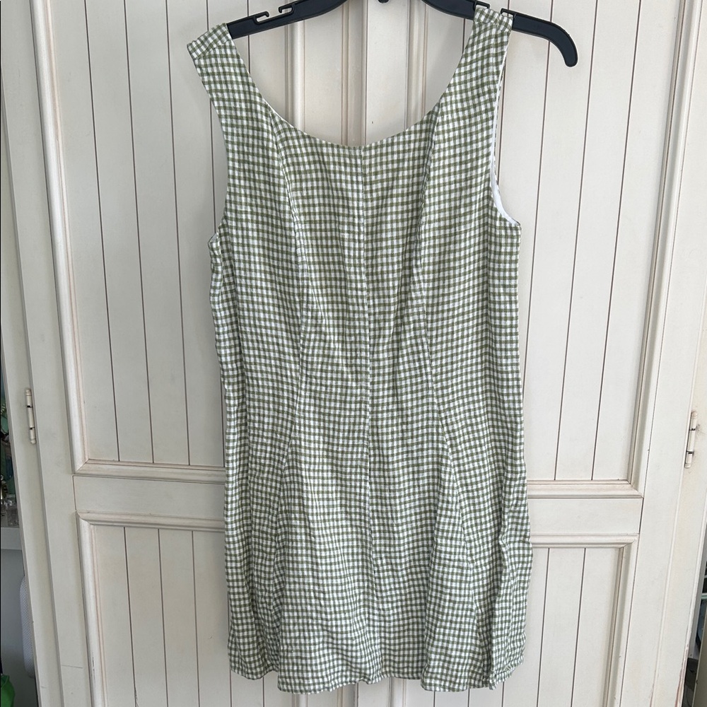 Reformation Green Plaid Mini Dress